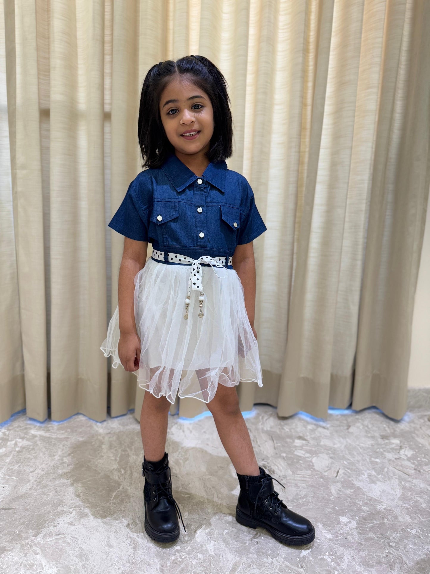 Cute Blue & White Denim Frock