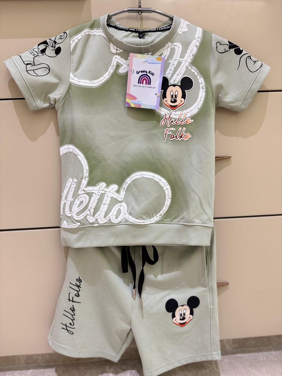 Comfy Mint Green Mickey Mouse Shorts Set